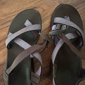 Purple and Black Strappy Sandals